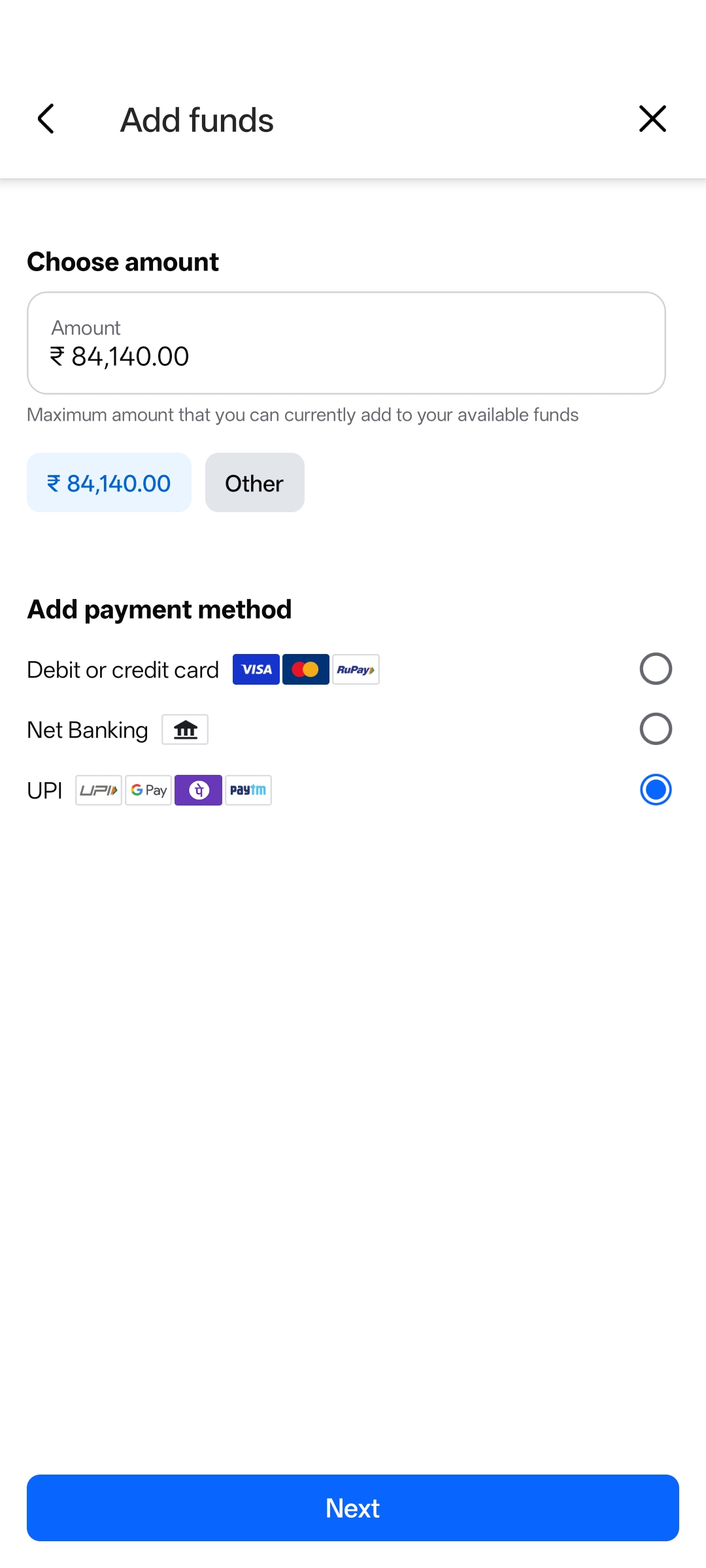 Enter Amount and Pay